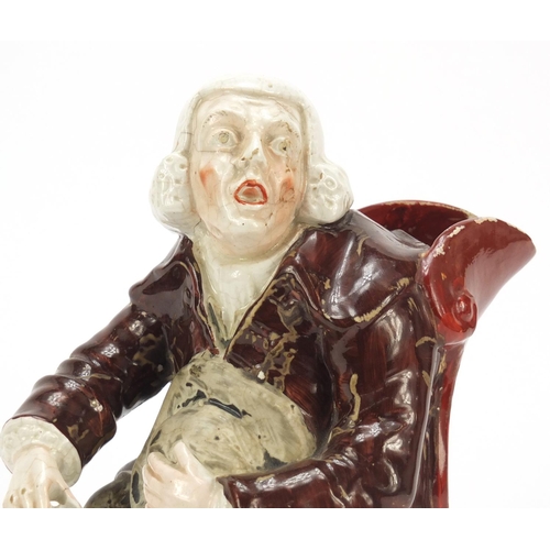 492 - Early 19th century Ralph Wood type Toby jug of George Whitefield, 23cm high