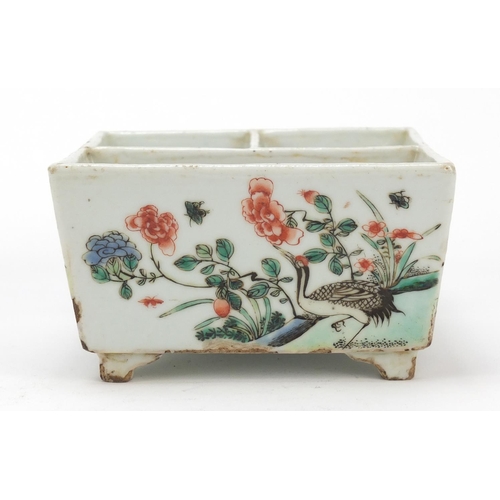 43 - Good Chinese porcelain sectional four footed planter hand painted in the famille verte palette with ... 