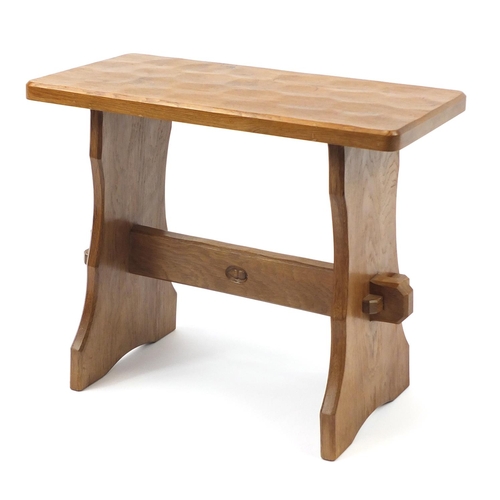 1505 - Alan 'Acornman' Grainger, adzed oak occasional table carved with signature acorn, 44cm H x 53.5cm W ... 