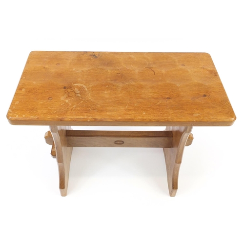 1505 - Alan 'Acornman' Grainger, adzed oak occasional table carved with signature acorn, 44cm H x 53.5cm W ... 