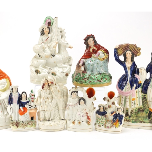 489 - Victorian Staffordshire including flat back figures, the largest 32cm high