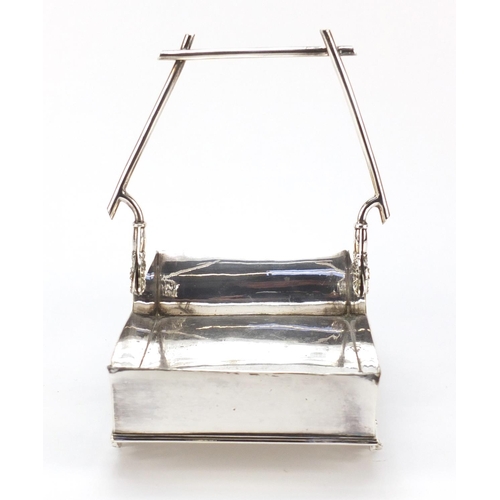 9 - Victorian aesthetic silver plated basket with naturalistic swing handle in the manner of Christopher... 