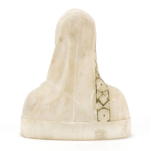 165 - Attilio Fagioli, Italian Art Deco carved alabaster bust titled Mater Purisima, signed to the reverse... 