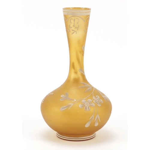 140 - 19th century Florentine glass vase hand painted with butterfly amongst flowers, 21cm high