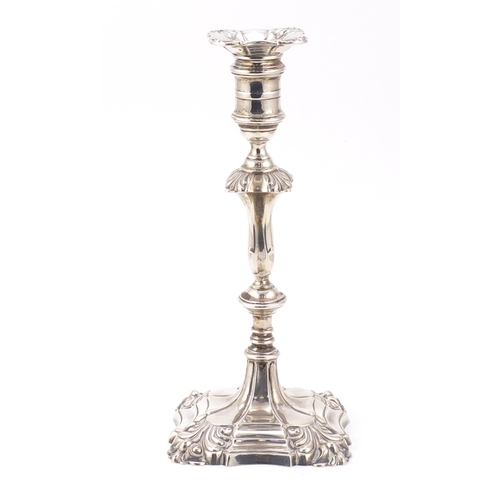 3036 - Hawksworth, Eyre & Co Ltd, Victorian silver candlestick, Sheffield 1901, 25cm high, 664.5g