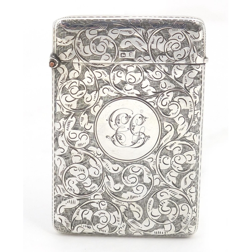 3057 - Robert Pringle & Sons, Victorian silver card case with hinged lid, Birmingham 1898, 9cm high, 47.2g