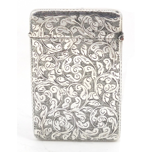 3057 - Robert Pringle & Sons, Victorian silver card case with hinged lid, Birmingham 1898, 9cm high, 47.2g