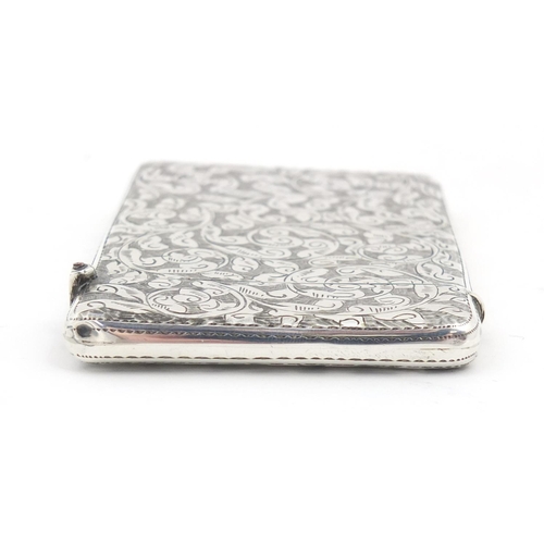 3057 - Robert Pringle & Sons, Victorian silver card case with hinged lid, Birmingham 1898, 9cm high, 47.2g