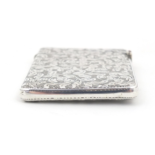 3057 - Robert Pringle & Sons, Victorian silver card case with hinged lid, Birmingham 1898, 9cm high, 47.2g