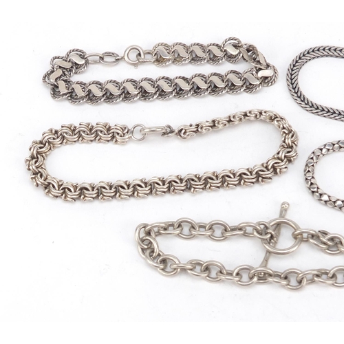 2399 - Five silver bracelets, 80.0g