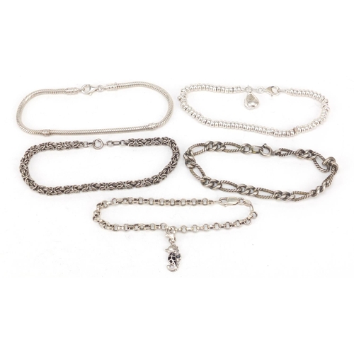 2375 - Five silver bracelets, 58.0g