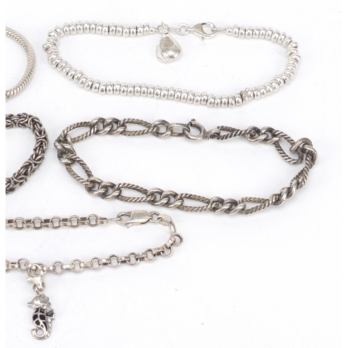 2375 - Five silver bracelets, 58.0g