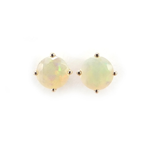 2388 - Pair of 9ct gold opal stud earrings, 5.8mm in diameter, 1.0g