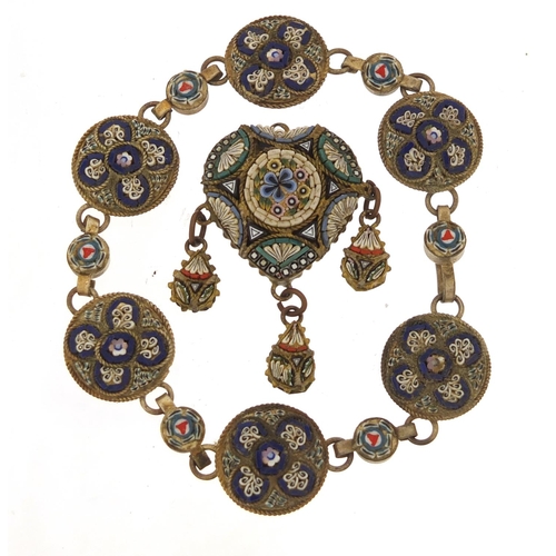 2935 - Micro mosaic pendant and bracelet