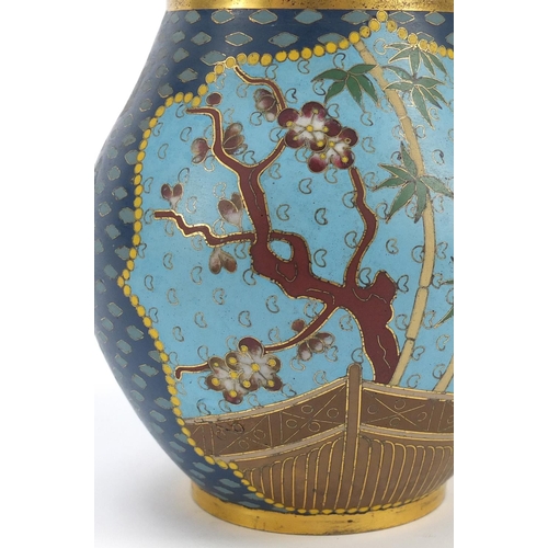 7 - Elkington & Co, pair of aesthetic cloisonné vases of Japanese influence probably by Auguste Adolphe ... 