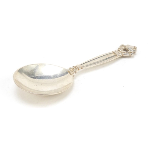 3049 - Johan Rohde for Georg Jensen, Danish silver acorn pattern caddy spoon, London import marks 1928, 10.... 