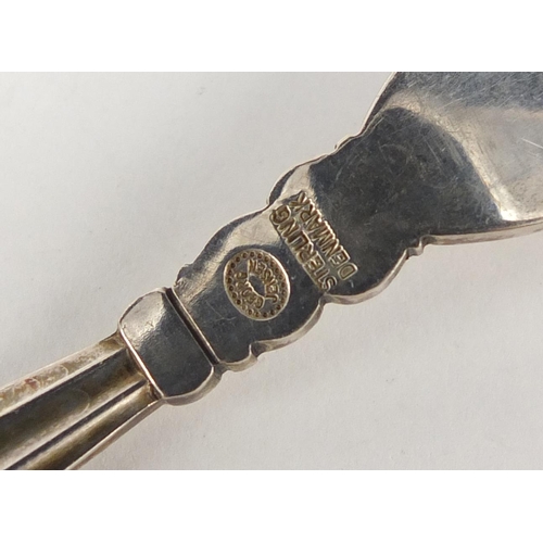 3048 - Johan Rohde for Georg Jensen, Danish silver acorn pattern meat fork, 16.5cm in length, 24.4g