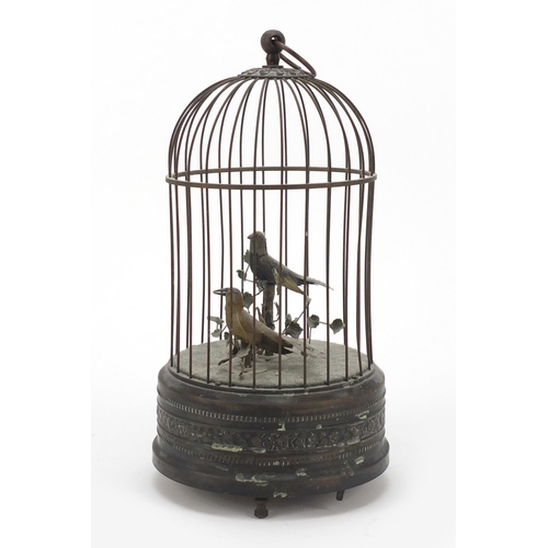 528 - Early 20th century clockwork automaton musical bird cage, 27.5cm high