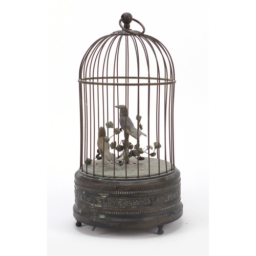 528 - Early 20th century clockwork automaton musical bird cage, 27.5cm high