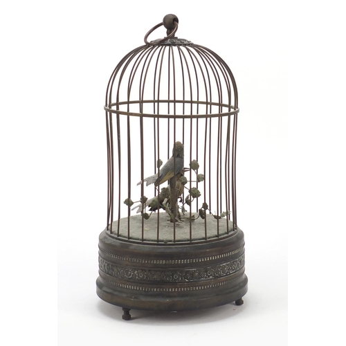 528 - Early 20th century clockwork automaton musical bird cage, 27.5cm high