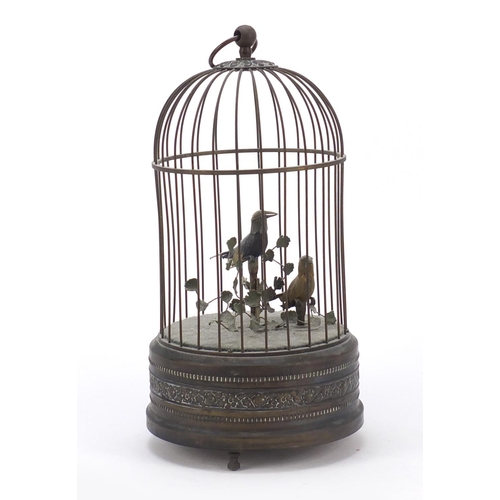 528 - Early 20th century clockwork automaton musical bird cage, 27.5cm high