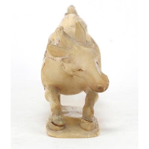 517 - Japanese carved ivory okimono of a horse, character marks to the base, 13.5cm in length