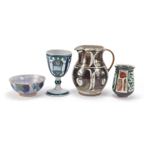 219 - Aldermaston Studio Pottery including a goblet by Alan Caiger-Smith and a jug by Edgar Campbell, the ... 