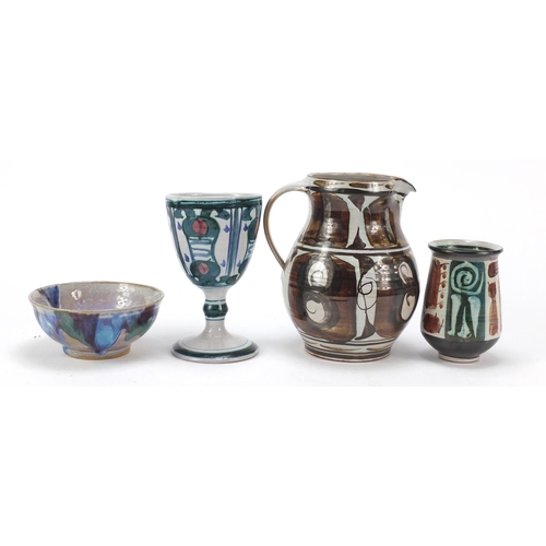 219 - Aldermaston Studio Pottery including a goblet by Alan Caiger-Smith and a jug by Edgar Campbell, the ... 
