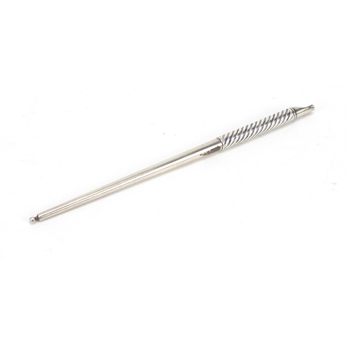879 - S Mordan & Co unmarked silver dip pen, 18cm in length