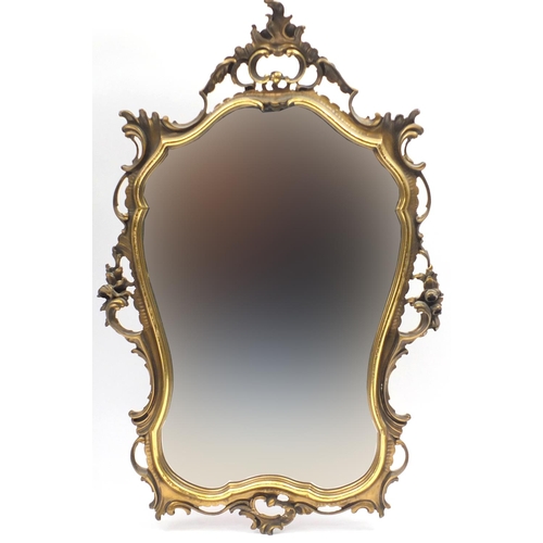 1501 - Gilt framed cartouche mirror, 98cm high