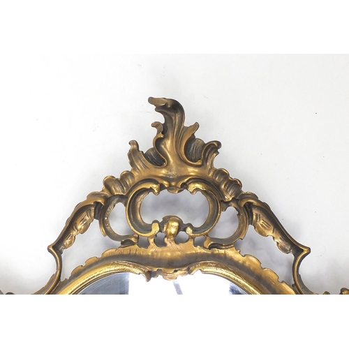 1501 - Gilt framed cartouche mirror, 98cm high