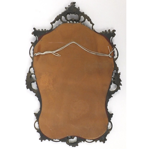 1501 - Gilt framed cartouche mirror, 98cm high