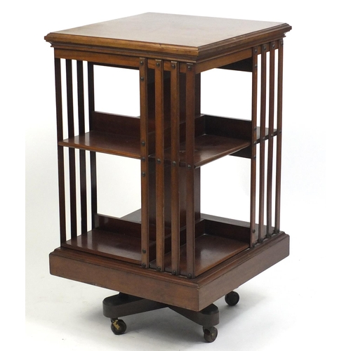 1477 - Mahogany revolving bookcase, 86cm H x 49cm W x 49cm D