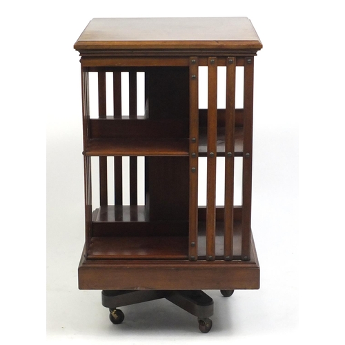 1477 - Mahogany revolving bookcase, 86cm H x 49cm W x 49cm D