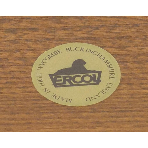 1589 - Pair of Ercol elm open plate racks, 49cm high x 96.5cm W x 14cm D
