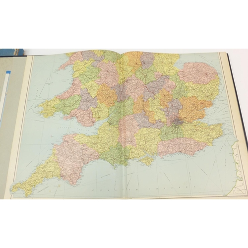 1267 - Bartholomews revised half inch contoured maps with case, for library reference