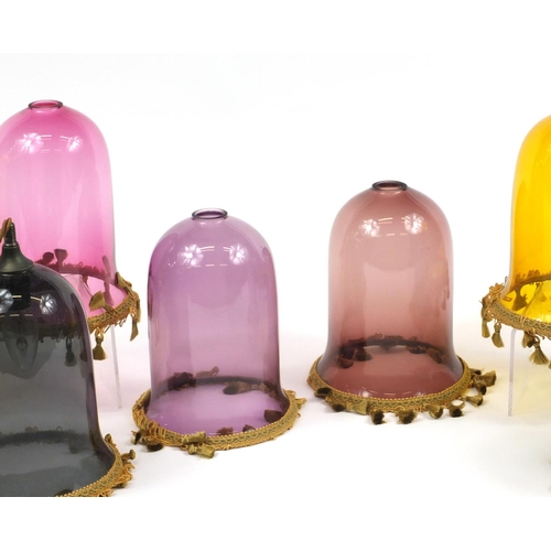 3770 - Ten colourful glass light pendants, five with fittings, each 24cm excluding the fittings