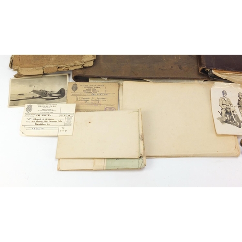 2048 - British military World War II militaria relating to Edward A Redshaw of the RAF including black and ... 