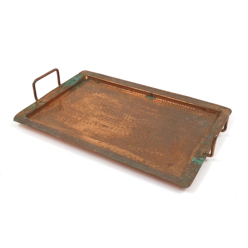 3773 - Arts & Crafts copper twin handled tray, 41cm wide