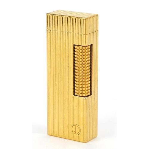 871 - Dunhill gold plated pocket lighter with dust case and fitted box, 6.5cm high