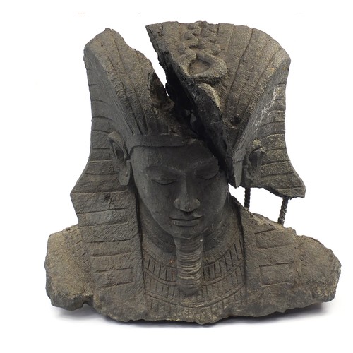 1523 - Large Egyptian style bust of Tutankhamun, approximately 87cm H x 94cm W x 45cm D