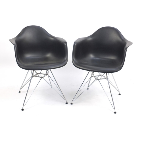 1494 - Pair of Vitra chairs designed by Charles Eames, each 81.5cm high