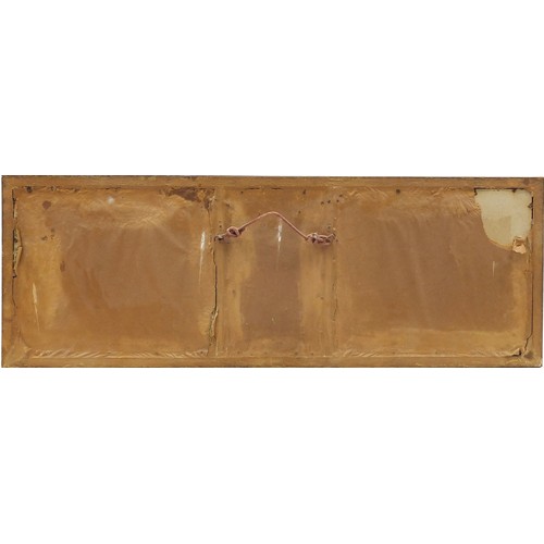 1537A - Art Deco Rowley Gallery style wall mirror with central panel carved with two stylised deer amongst t... 