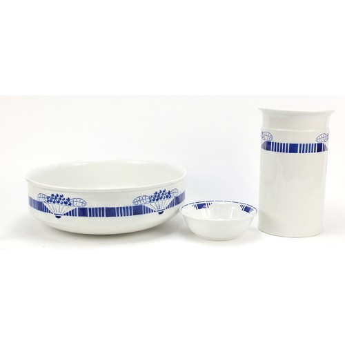 3796 - Sarreguemines wash jug, bowl and two others, the largest 32cm in diameter