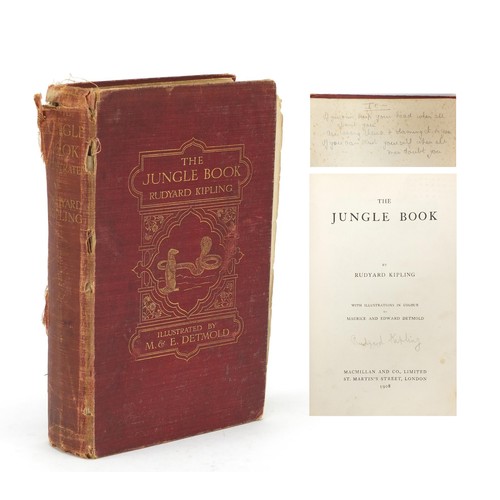 989 - The Jungle Book by Rudyard Kipling, hardback book signed by the author on the title page and inscrib... 