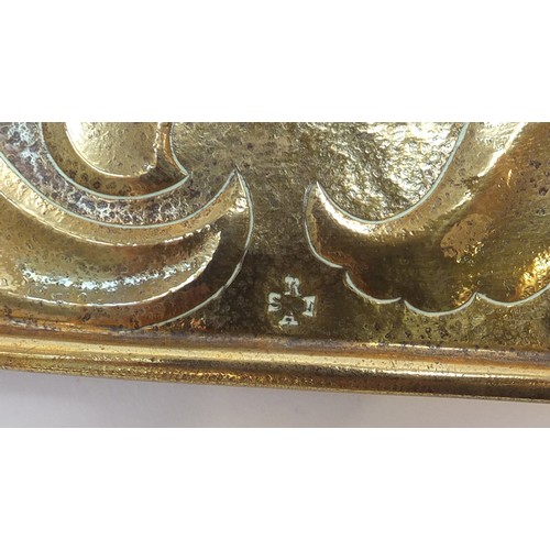 12 - Keswick School of Industrial Arts, Arts & Crafts octagonal brass mirror embossed with stylised flowe... 