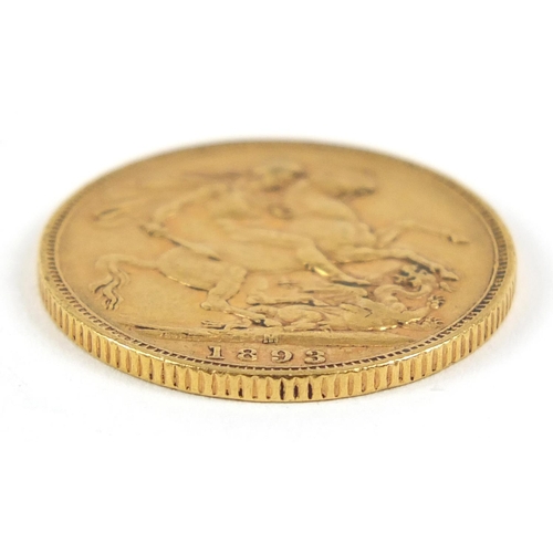 71 - Queen Victoria Jubilee Head 1893 gold sovereign, Melbourne Mint- this lot is sold without buyer’s pr... 