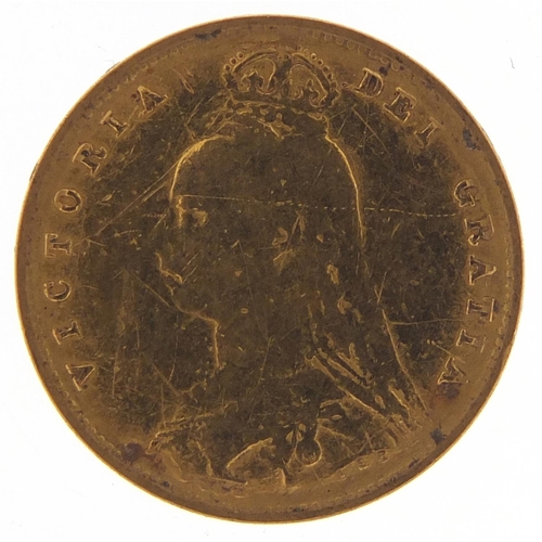 128 - Queen Victoria Jubilee Head 1887 shield back gold half sovereign - this lot is sold without buyer’s ... 