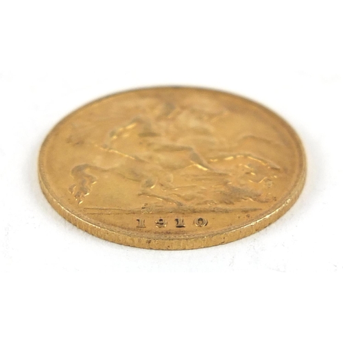 117 - Edward VII 1910 gold half sovereign - this lot is sold without buyer’s premium, the hammer price is ... 