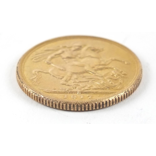 129 - George V 1917 gold sovereign, Sydney mint - this lot is sold without buyer’s premium, the hammer pri... 